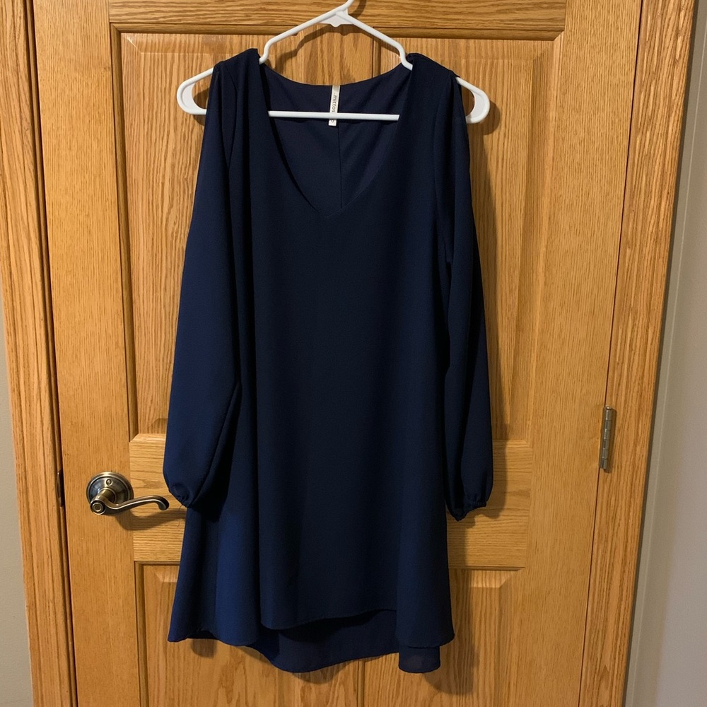WORN ONCE Navy off the shoulder long sleeve dress